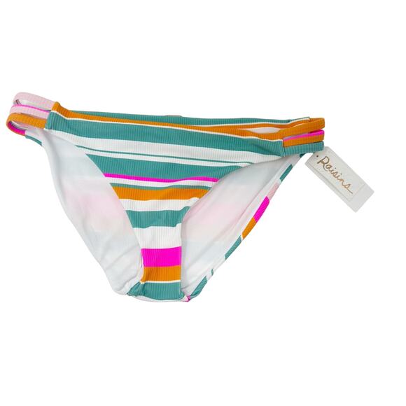 Raisins Multicolor Striped Triple Side Bikini Bottom Large NWT - Picture 3 of 8